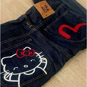 vintage hello kitty x evisu NO.2 jeans size s